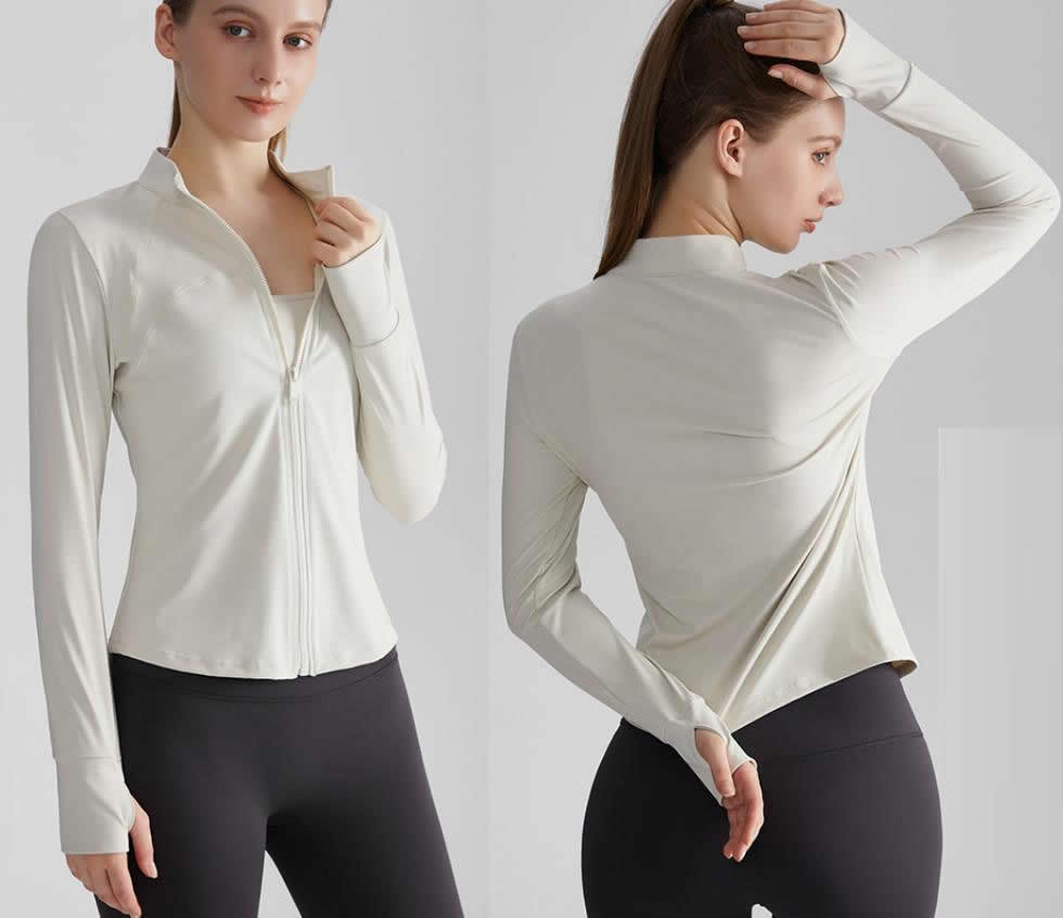 Elastic Lady Jackets Factory Custom Logo Women Fitness Jackets Outdoor Running Sports Gym Yoga Clothing Gym Sport Top