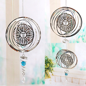 Girandole in Metallo all'Ingrosso, Campanelli a Vento con Gufo, Uccelli, Dea <span class=keywords><strong>del</strong></span> <span class=keywords><strong>Sole</strong></span>, Girandola con Sfera di Cristallo per Decorazione Giardino Esterno - Product Image 5