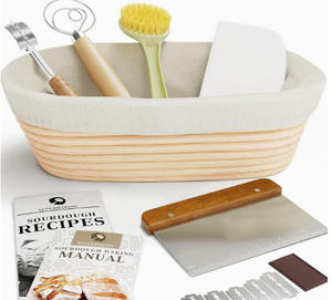 Kit de démarrage de levain en verre conique avec paniers de levage en rotin pour la fabrication artisanale du <span class=keywords><strong>pain</strong></span>, idéal pour les cadeaux - Product Image 2