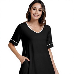 [Offerta Speciale] Camicia da <span class=keywords><strong>Notte</strong></span> in Viscosa <span class=keywords><strong>di</strong></span> Bambù per Donna, con Tasche, Scollo a V, Maniche Corte, Traspirante per Sudorazioni Notturne - Product Image 4