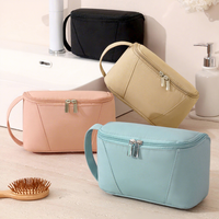 Pochette cosmétique personnalisée avec logo, en polyester, imperméable, avec fermeture éclair, pour le voyage, le rangement des produits de soin de la peau, les articles de beauté, les articles de toilette, le maquillage