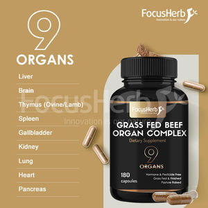 FocusHerb Complément Naturel 9 Organes de Bœuf Nourri à l'Herbe (Foie, Cœur, Reins, Cerveau, Thym, Poumon, Rate, Vésicule Biliaire) en Capsules - Product Image 5