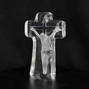 Cruz de Cristal Cristiana Personalizada, Regalo de Aniversario de Bodas, Cruz de Cristal con Jesús de Pie MH-G078 - Product Image 3