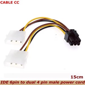 0.5FT 6 pulgadas 2 x Molex 4 pines a 6 pines PCI Express Tarjeta de video Pci-<span class=keywords><strong>e</strong></span> ATX PSU Cable convertidor de energía-Adaptador Molex a Pcie de 6 pines - Product Image 2