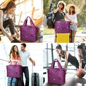 Bolso de viaje Oxford Weekender personalizado, bolsa de mano con cremallera, compartimiento para zapatos de fin de semana, con bolsa de aseo, aprobado por <span class=keywords><strong>vuelo</strong></span> - Product Image 6