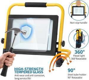 Lampe de travail LED portable, projecteur lumineux avec trépied réglable, lumière de chantier extérieure étanche IP66 - Product Image 4