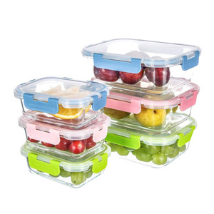 Caja de conservación de vidrio <span class=keywords><strong>Rectangular</strong></span> de grado alimenticio, cuenco de almuerzo con calefacción de microondas sellado especial, tapa Compatible con refrigerador, cocina - Product Image 4