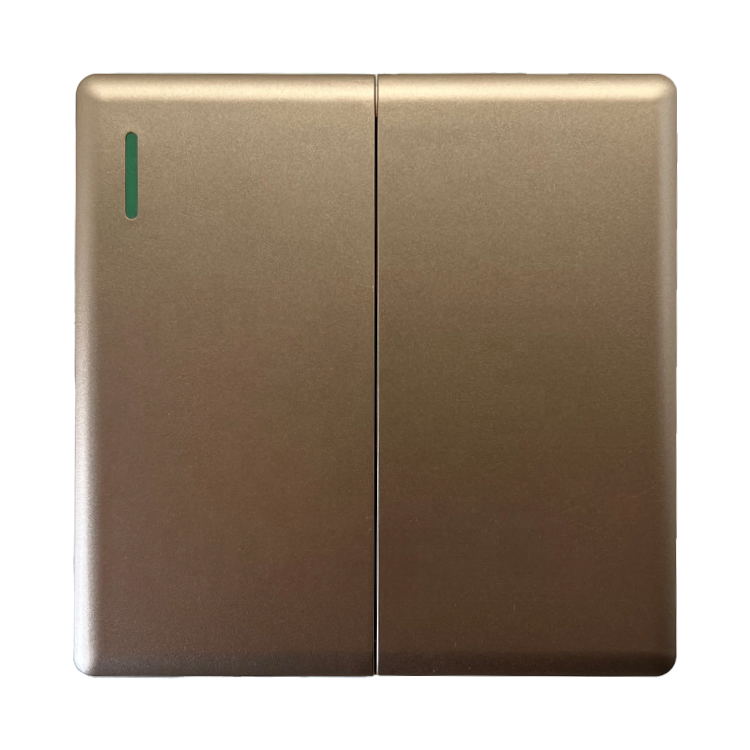 New Style 2Gang 2Way Gold Spray Paint Large Panel UK Standard Wall Switch for Home