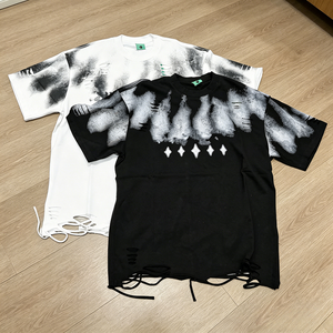 Hot Selling Men's Oversized Short Sleeve O-Neck T-Shirt With Pattern Knitted Cotton Street Style T-shirt OEM Service - Product Image 1
