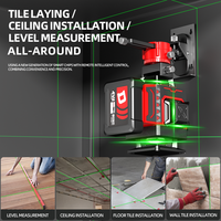 Niveau laser industriel vert compact et portable à haute capacité de batterie, 4D, 360 degrés, 16 faisceaux croisés, précision 1 mm/7 m