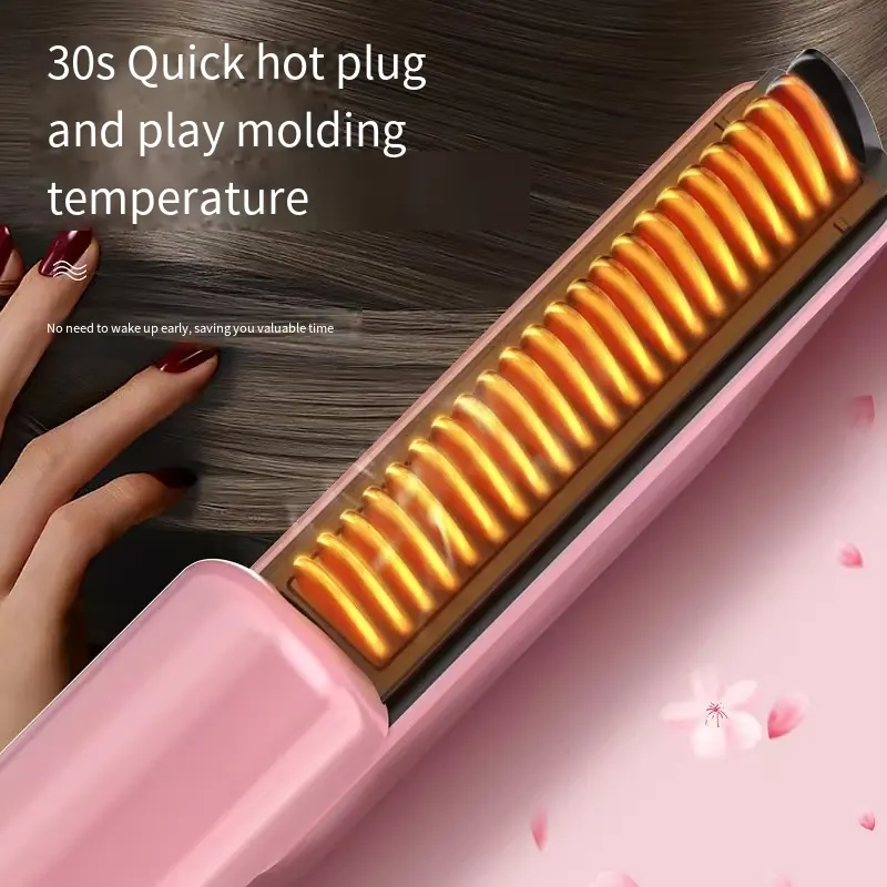 Vente chaude USB Rechargeable Cheveux Lisseur Peigne pour Femmes Chauffage Rapide Fer À Coiffer