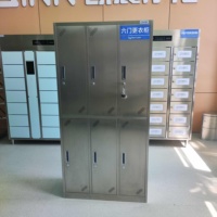 Armoire à 6 compartiments en acier inoxydable, ventilée, avec barre de suspension pour vêtements, système de verrouillage à clé, utilisation industrielle en atelier