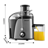 HALEY Elektrische Hoge Snelheid Centrifugaal Sapcentrifuge Draaiknop Snelheidsregeling Grijs Compact 500ml Enkelvoudige Beker Brede Invoer Fruitpers