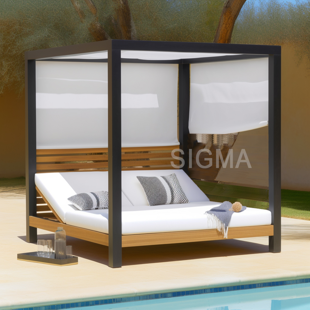 Outdoor Daybed Furniture Patio Sunbed aluminum Outdoor Furniture Set Chaise Lounge With Canopy