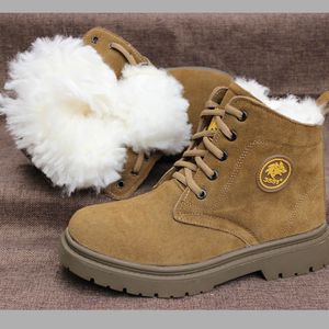 3551 Men's Winter Snow <b>Boots</b> Wool Lined Thickened <b>Warm</b> Outdoor <b>Work</b> <b>Boots</b> Mid Heel Front Laces Solid Color - Product Image 3