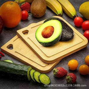 Tabla de cortar de bambú rectangular de 18 cm con asa para cocina, comedor, frutas y queso - Product Image 1