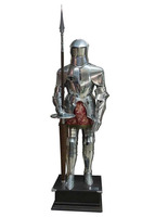 Armure de Chevalier Médiéval Complète Gravée en Acier Plaqué Argent/Or – Costume Nautique Antique de Collection pour Événements Culturels