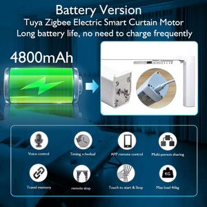 Moteur de rideau intelligent Tuya ZigBee, rail de rideau électrique automatique, alimenté par batterie, compatible avec Alexa et <span class=keywords><strong>Google</strong></span> <span class=keywords><strong>Home</strong></span> - Product Image 2