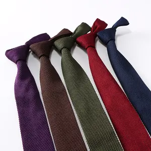 Popular Design Mixed Wholesale Stock Polyester Solid Knitted Tie For Men