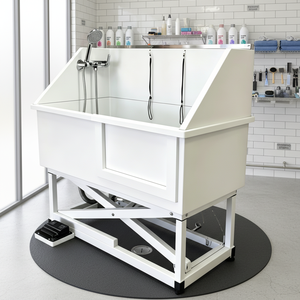 Baignoire de toilettage pour chien pliable en acier inoxydable de qualité supérieure, station de lavage pour animaux avec élévateur électrique et commande par pédale - Product Image 3