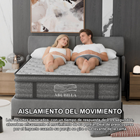 Matelas hybride gris foncé hypoallergénique à mémoire de forme et ressorts ensachés, soulagement de la pression, respirant et confortable, taille Queen