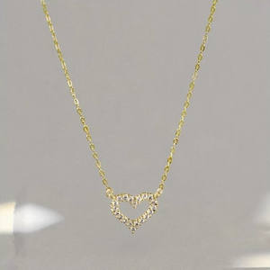 Venta caliente joyería fina plata esterlina <span class=keywords><strong>925</strong></span> 14K chapado en oro brillante circón corazón colgante collar - Product Image 4