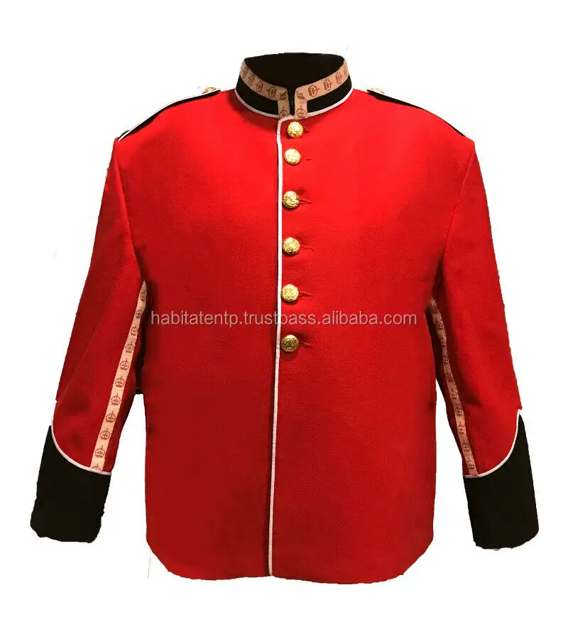 All'ingrosso Drum Majors uniforme giacca rossa corona ricamata giacche su misura di alta qualità