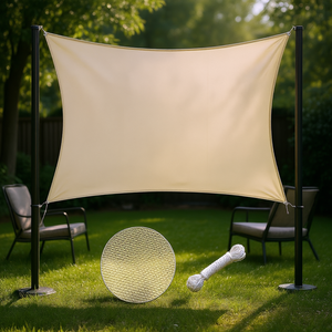 Vela de Sombra Rectangular Beige de 10x13 pies, HDPE con Protección UV para Exteriores - Product Image 2