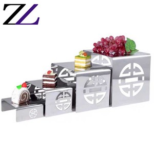 Muebles de acero inoxidable para comedor, placa cuadrada dorada, elevador de exhibición de alimentos, conjunto de elevación de buffet de cetring árabe - Product Image 5