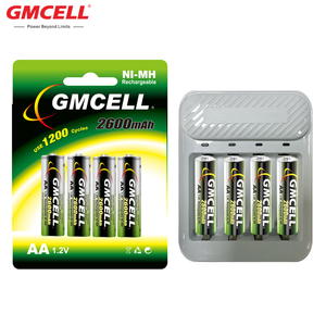 แบตเตอรี่ AA แบบชาร์จได้ 4 ก้อน ความจุ 2600mAh พร้อมที่ชาร์จเร็ว 4 ช่อง 350mA, แบตเตอรี่ Ni-MH ขนาด AA 1000 รอบการใช้งาน สำหรับของเล่น - Product Image 1