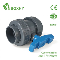 Vanne à double flancs manuelle en UPVC/PVC certifiée CE ISO REACH, prix usine, 20mm-63mm, OEM, pour traitement de l'eau