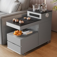 Table d'appoint de canapé, style moderne minimaliste, luxe léger de style italien, table à thé mobile, table basse haut de gamme couleur crème