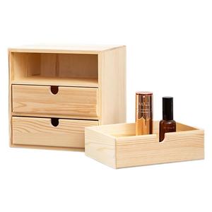 Wooden <b>Drawer</b> Desktop <b>Storage</b> <b>Box</b> Rectangle Multi Layer Cosmetic Organizer Standing Type DS1085 - Product Image 2