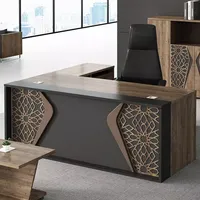 PDG patron Table de direction Bureau ordinateur Table Design Bureau de direction Bureau moderne en forme de L Bâtiment moderne en bois blanc de haute technologie