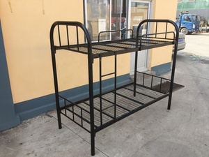 Cheap Wholesale <strong>Single</strong> Size <strong>Double</strong> Decker <strong>Bed</strong> Black Platform Steel Metal <strong>Bunk</strong> <strong>Bed</strong> with Slide - Product Image 5