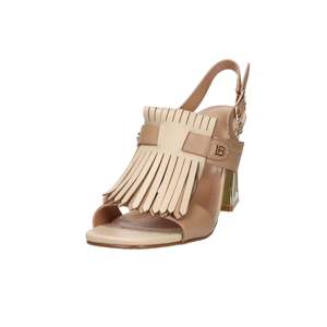 Sandales à talons Laura Biagiotti pour femme, beige, talon de 8 cm, taille 38, détail franges - Product Image 5