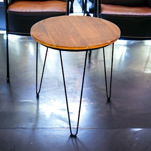 Modern Style Large Round Wood Board Coffee <b>Table</b> with Metal Frame Unique <b>Side</b> Center <b>Table</b> for Home-for Living Room Bedroom - Product Image 6