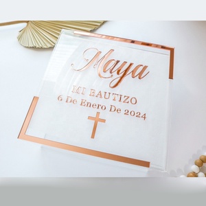 OEM مخصص تذكار صندوق أكريليك التعميد شخصية الطفل أول صندوق بالتواصل مع اسم مربع هدية باوتيزو الاكريليك فارغة - Product Image 3