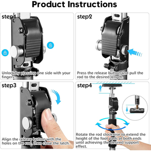 Diy 45.7 ~ 61 इंच समायोज्य ऊंचाई कैबिनेट टेलीस्कोपिक समर्थन पोल अधिकतम 100kg ओम लोड के साथ - Product Image 4