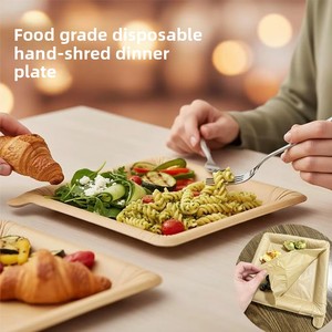 Piatti per Feste all'Aperto, Piatti Biodegradabili Monouso in PEEL PLATE, per Uso Alimentare, Antiaderenti e Impermeabili per Ristoranti - Product Image 1