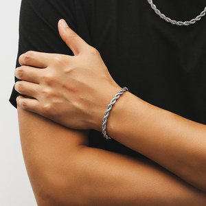 สร้อยข้อมือสแตนเลสสตีลชุบทอง 18k หนา 6 มม. แบบเกลียว ไม่ลอก ไม่ดำ สไตล์อเมริกัน สำหรับผู้ชายและผู้หญิง - Product Image 6