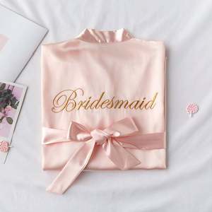 Sfy2209 - Batas de Novia Personalizadas de Seda con Bordado, Batas de Satén para Mujer, Batas de Novia y Damas de Honor, Batas de Boda Sexys, PJS - Product Image 3
