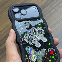 Coque de téléphone personnalisée en TPU souple gaufré 3D avec tissu peluche, résine époxy, antichoc, finition miroir, motif fleur de dessin animé mignon, protection intégrale pour