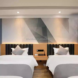 Custom Budget-friendly 3 Star Hotel Project Furniture Modern Bedroom Sets Wood <b>Bed</b> Frame With Nightstands Headboard & TV Units - Product Image 2