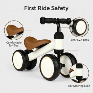 Vélo d'équilibre 4 roues pour bébé, léger et portable, trottinette d'apprentissage sans pédales pour enfants de 1 à 3 ans, vente en gros d'usine, OEM personnalisé - Product Image 3