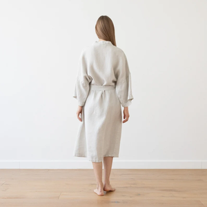 Al por mayor, Bata de baño y pijama de lino 100% personalizada para adulto, de manga larga, nuevo diseño, talla grande, para primavera, teñido liso - Product Image 2