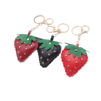 Faux Lederen Aardbei Sleutelhangers Zoete Fruit Sleutelhangers Tas Sleutelhanger Sleutelhanger Voor Rugzak Portemonnee
