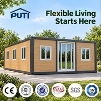 Maison conteneur extensible à double aile en acier léger de 30 pieds, économique, avec panneaux sandwich, cabine préfabriquée