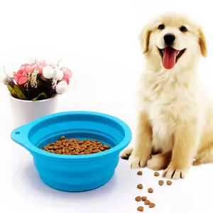 Échantillon gratuit de bol pliable en silicone pour animaux de compagnie lavable au lave-vaisselle de qualité alimentaire portable pliable de voyage bols pour animaux de compagnie alimentation en eau