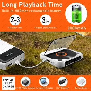 Reproductor de <span class=keywords><strong>CD</strong></span> Portátil, Reproductor de Música, Reproductor de <span class=keywords><strong>CD</strong></span> de Escritorio con LED Antipolvo, 6 Modos, Repetición A-B, Temporizador, Control Remoto - Product Image 4
